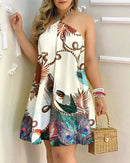 Vestido estampado tropical Bella Verão.