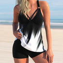 Roupa de praia 2 pçs estampada plus size