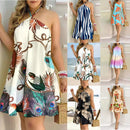 Vestido estampado tropical Bella Verão.