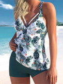 Roupa de praia 2 pçs estampada plus size