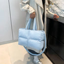 Bolsa tote puffer para mulheres, leve, acolchoada de algodão.
