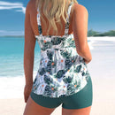 Roupa de praia 2 pçs estampada plus size