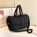 Bolsa tote puffer para mulheres, leve, acolchoada de algodão.