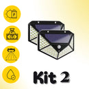 Bella em dobro. Kit 2 Luminária Solar 100 Led Com Sensor Prova D'Água Refletor Solar Parede Luz Led Solar Luminária
