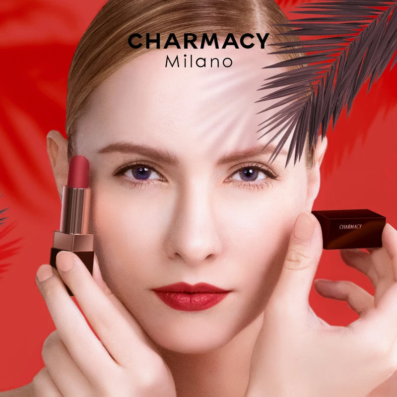 CHARMACY Matte Durável Fácil de Usar Batom Natural Matte Red Velvet Batom Batom Coloração de Lábios Maquiagem Mulheres Beleza Cosméticos