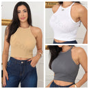 Kit 3 peças Regata Alça Fina ,Decote Blusa sem ombros