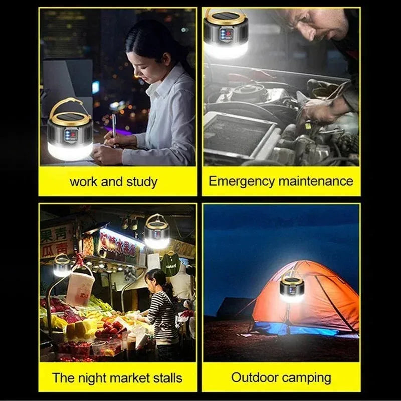Lâmpada LED para acampamento. Carregamento USB portátil