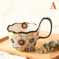 1pc Hand-Painted Floral Ceramic Mug with Handle, Microwave Safe, Insulated for Hot & Cold Drinks Coffee Cup