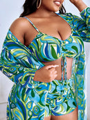 Moda praia plus size 3pçs