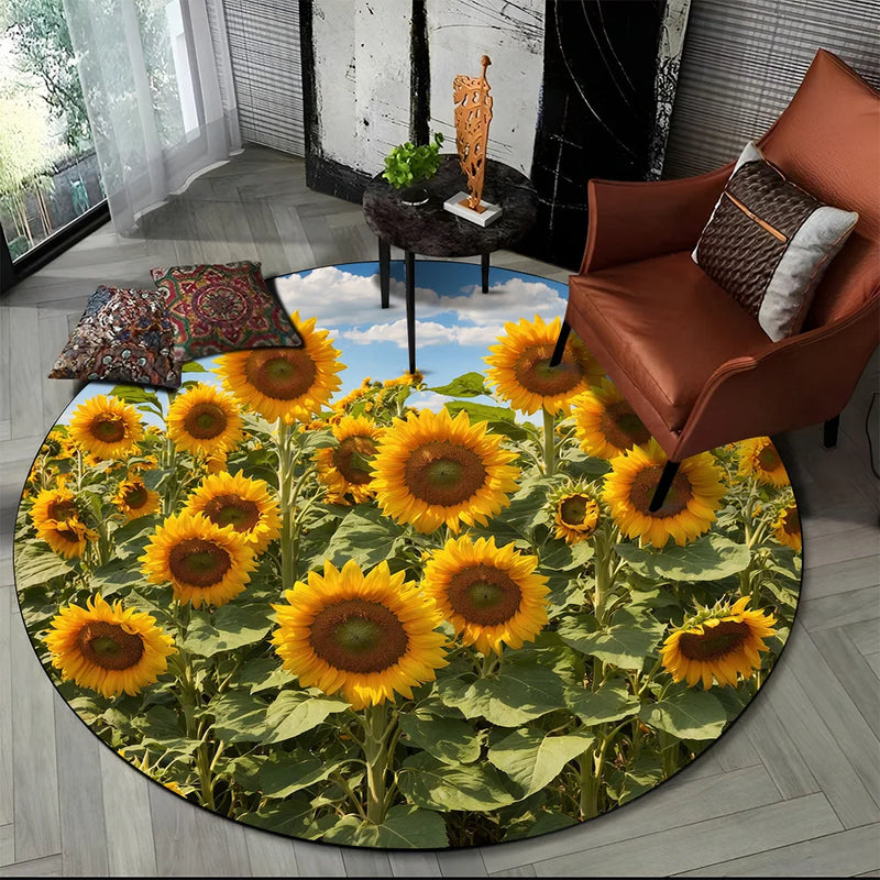 Tapete redondo floral em 3D