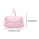 Bolsa tote puffer para mulheres, leve, acolchoada de algodão.