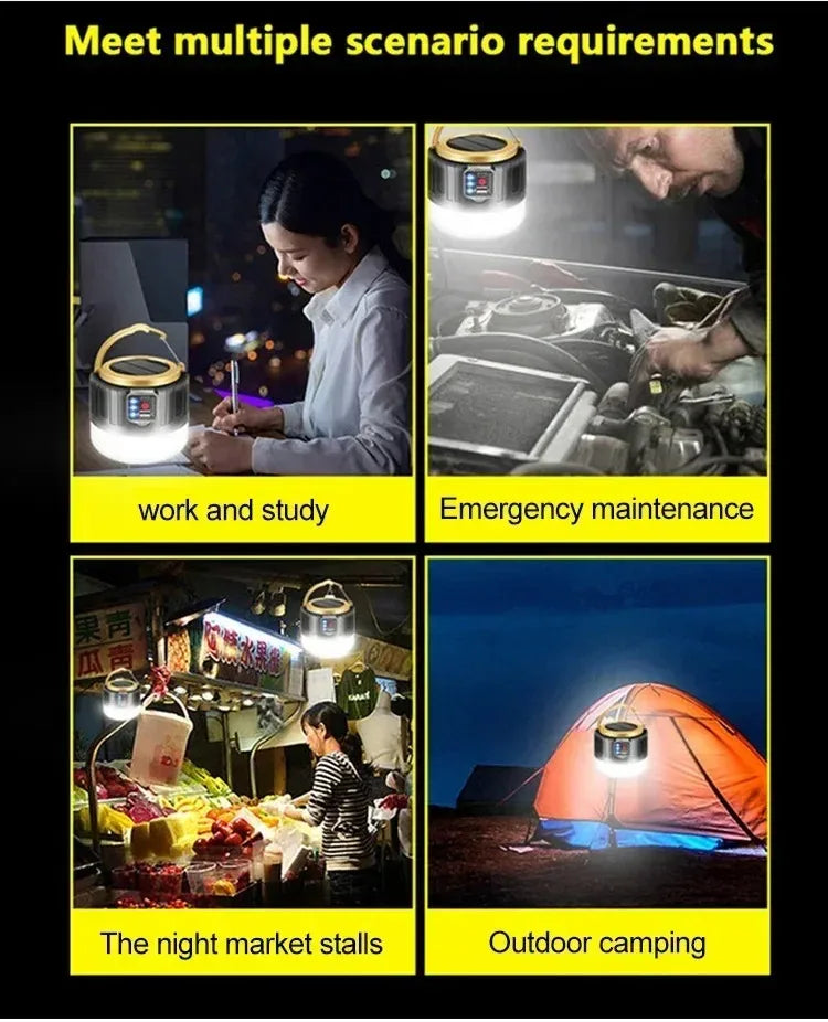 Lâmpada LED para acampamento. Carregamento USB portátil