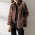 Casaco Feminino Pelúcia Dupla Gola Alta com Zíper | Inverno