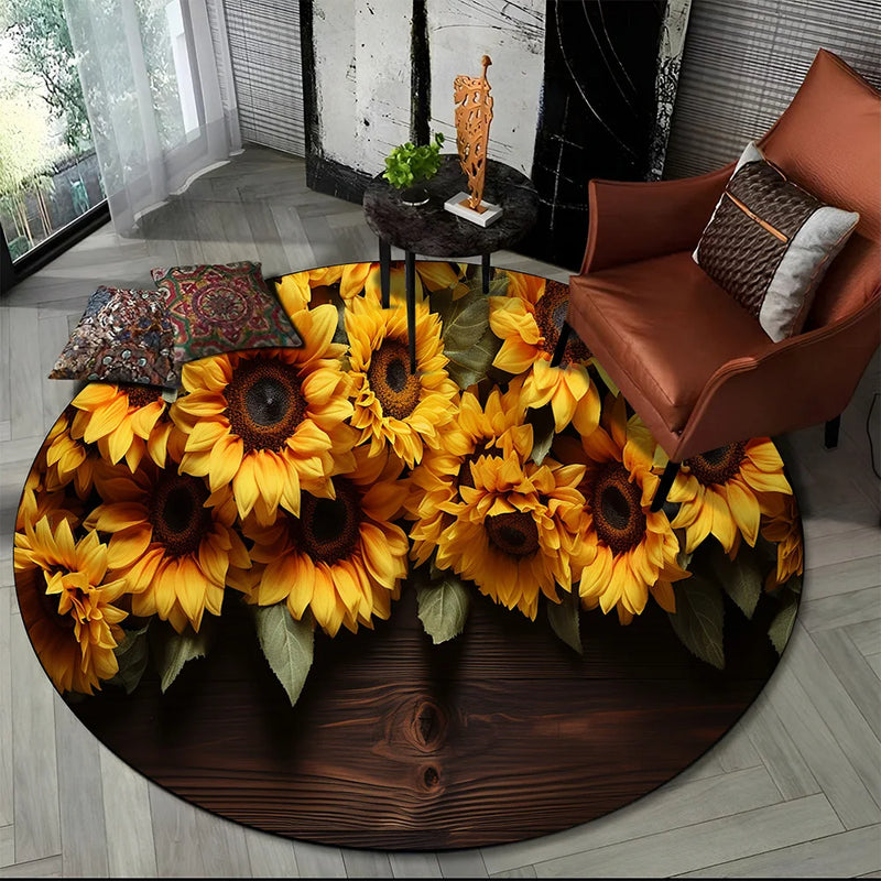 Tapete redondo floral em 3D