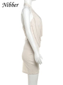 Vestido curto feminino Nibber Diamond , cor sólida, com decote em V profundo e sem alças, moda streetwear.