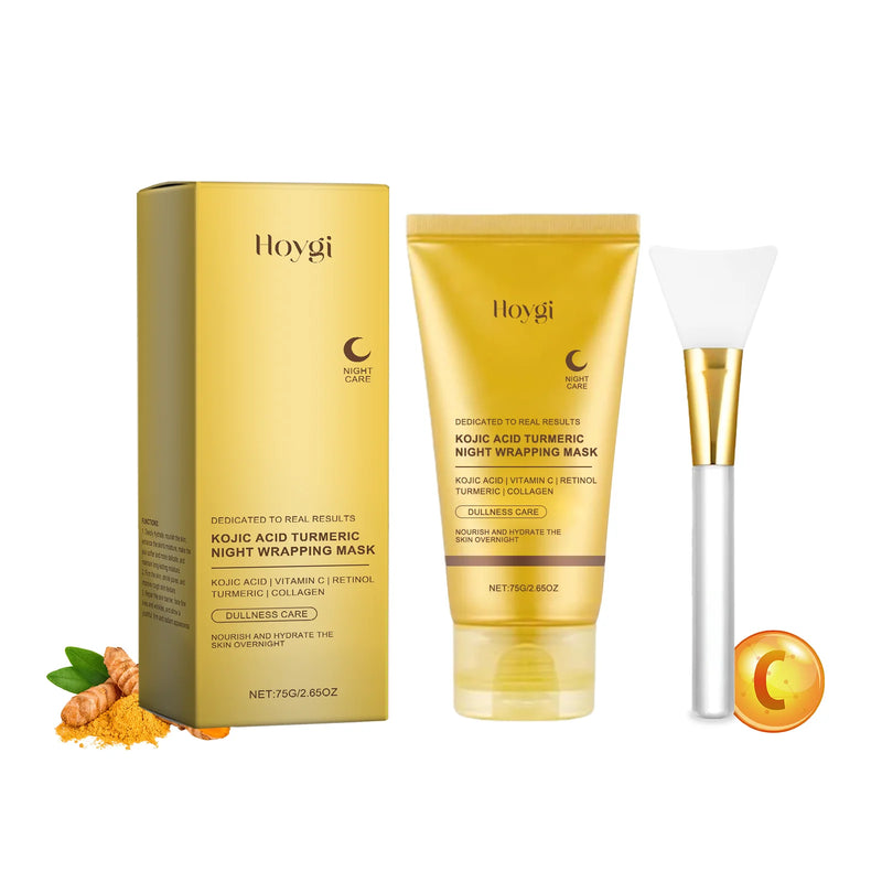 Máscara facial de colágeno + ácido kójico cúrcuma máscara antienvelhecimento. Nutre a pele e dá brilho.