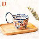 1pc Hand-Painted Floral Ceramic Mug with Handle, Microwave Safe, Insulated for Hot & Cold Drinks Coffee Cup