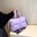 Bolsa tote puffer para mulheres, leve, acolchoada de algodão.