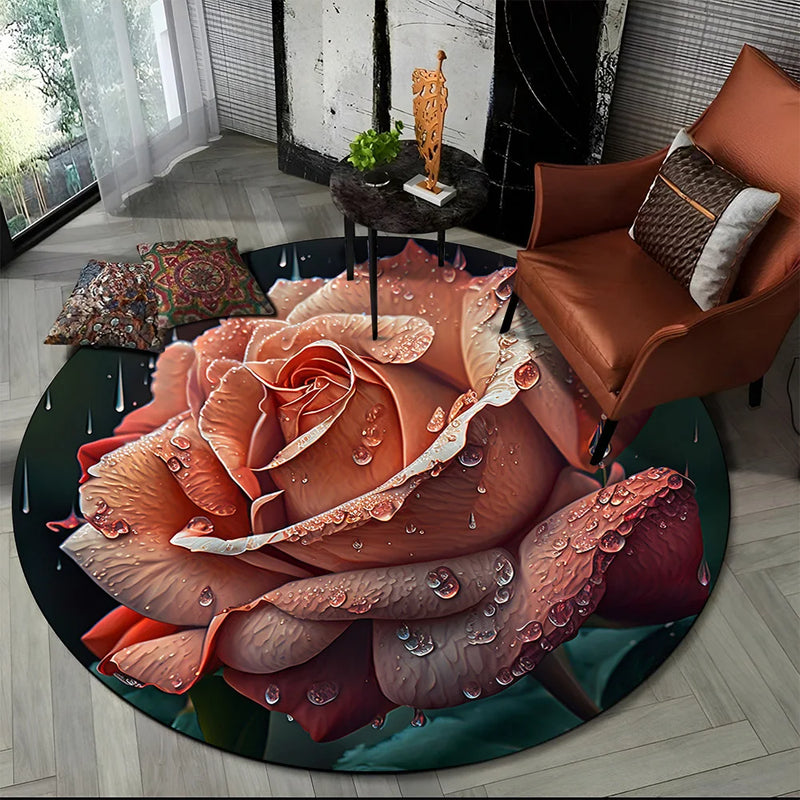 Tapete redondo floral em 3D