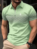 Camisa polo masculina de manga, streetwear, verão, estampa 3D, poliéster microelástico.