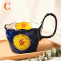 1pc Hand-Painted Floral Ceramic Mug with Handle, Microwave Safe, Insulated for Hot & Cold Drinks Coffee Cup