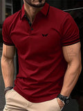 Camiseta masculina de lapela estampada em 3D, manga curta, polo confortável