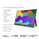 ARZOPA  Monitor portátil FHD 1080P IPS USB-C Mini-HDMI Segunda Tela Externa para Mac Laptop PC Switch Xbox PS4/5 Xbox com suporte embutido.