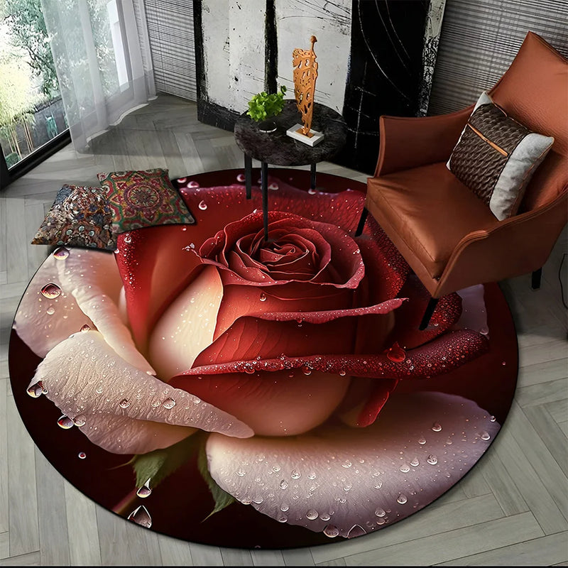 Tapete redondo floral em 3D