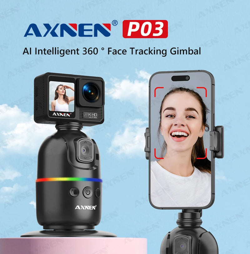 Suporte giratório com reconhecimento facial-opção com tripé.