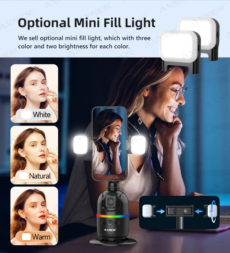 Suporte giratório com reconhecimento facial-opção com tripé.