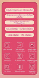 Câmera digital para crianças impressão térmica instantânea.
 Foto vídeo com cartão de memória 32G crianças 1080P HD