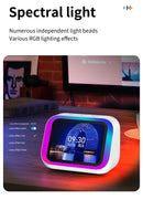 Alto-falante inteligente com IA, Bluetooth 5.4, tela sensível ao toque HD, despertador eletrônico, som estéreo Hi-Fi e assistente de voz.