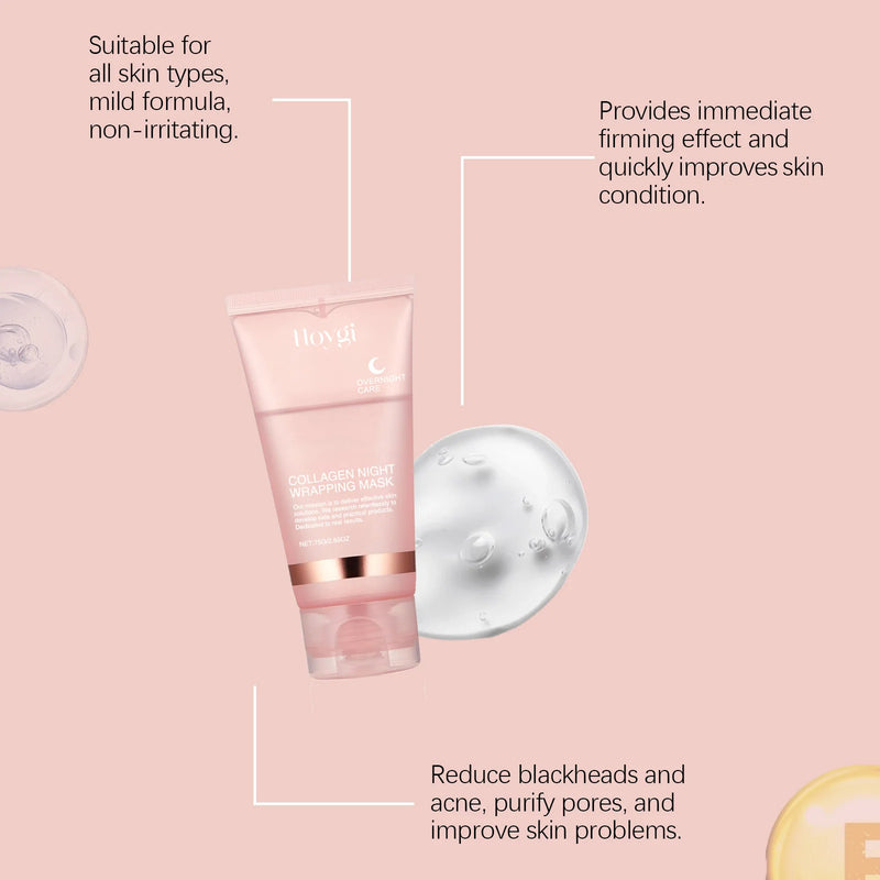 150ml máscara noturna de colágeno rejuvenesce a pele hidrata e  dá brilho  máscara facial coreana, peel-off