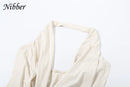 Vestido curto feminino Nibber Diamond , cor sólida, com decote em V profundo e sem alças, moda streetwear.