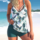 Roupa de praia 2 pçs estampada plus size