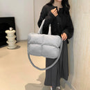 Bolsa tote puffer para mulheres, leve, acolchoada de algodão.