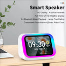 Alto-falante inteligente com IA, Bluetooth 5.4, tela sensível ao toque HD, despertador eletrônico, som estéreo Hi-Fi e assistente de voz.