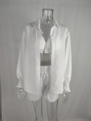 Conjunto três peças verão praia moda Feminino