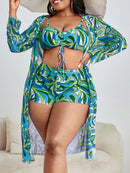 Moda praia plus size 3pçs