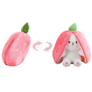 Coelho de Pelúcia Cosplay Morango Cenoura 18cm - Brinquedo Criativo que se Transforma em Fruta