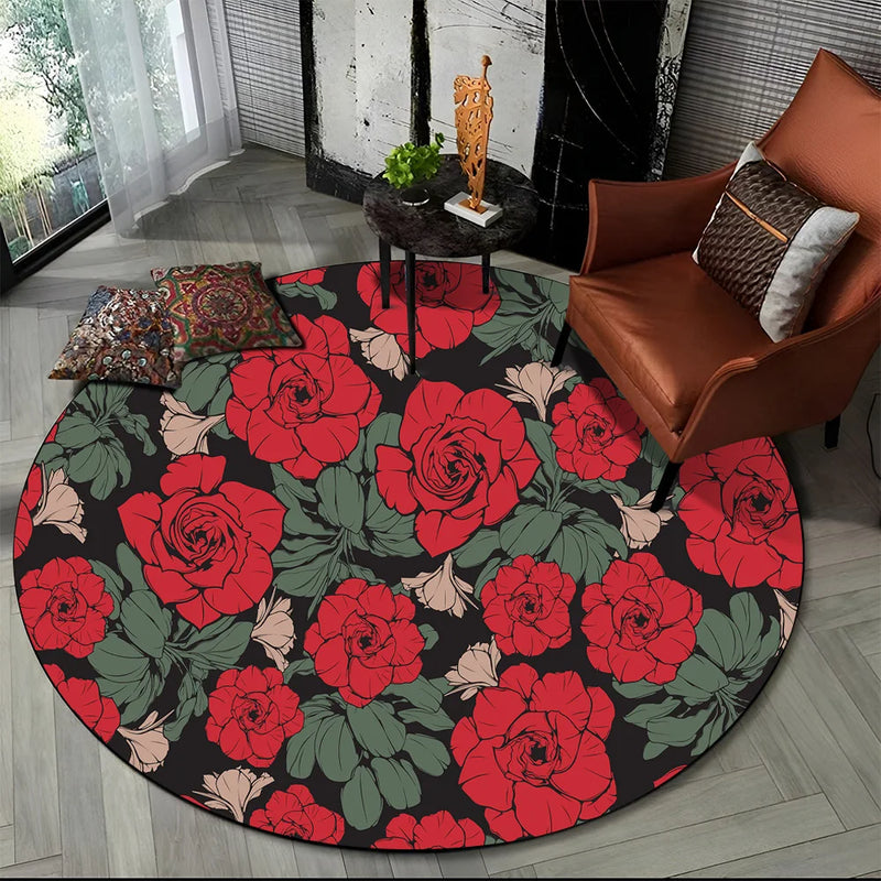 Tapete redondo floral em 3D