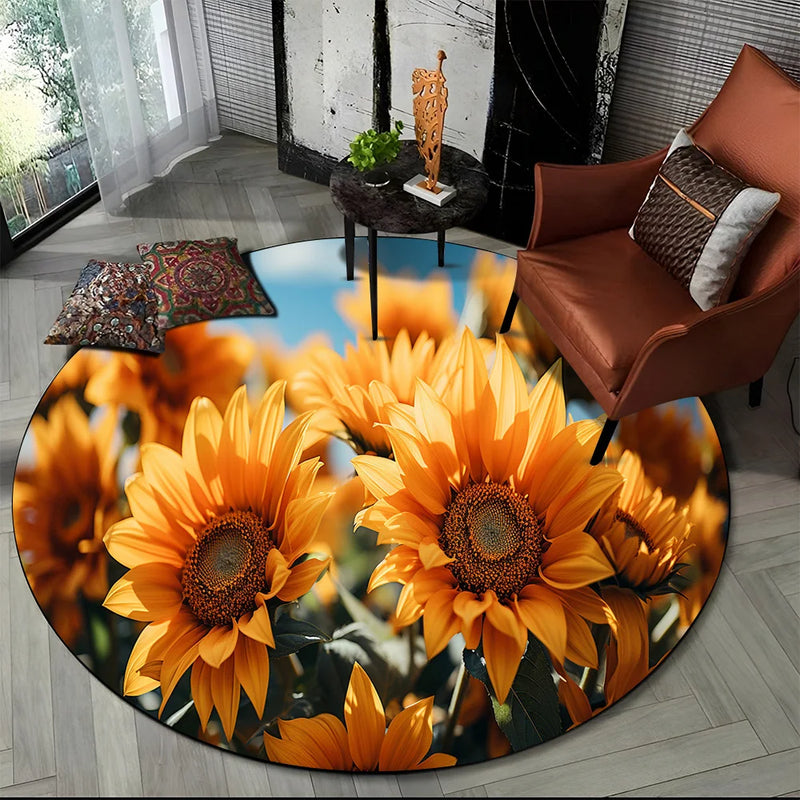 Tapete redondo floral em 3D