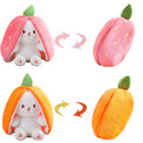 Coelho de Pelúcia Cosplay Morango Cenoura 18cm - Brinquedo Criativo que se Transforma em Fruta