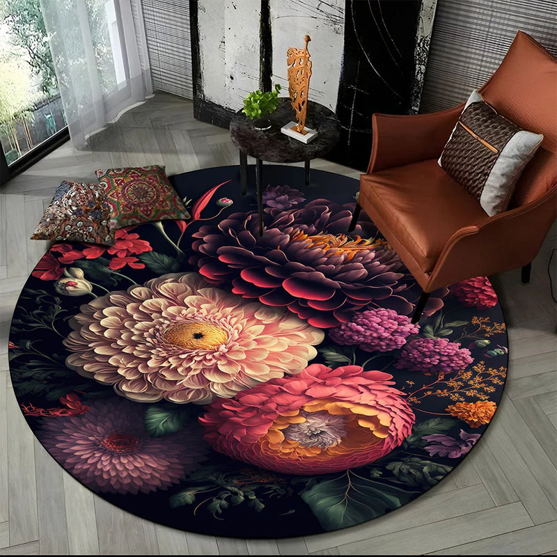 Tapete redondo floral em 3D