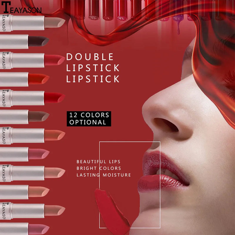 Batom Rosa Sexy Lip Gloss 2 Em 1  À Prova D'Água Longa Duração Hidratação Vermelho Batom Matte