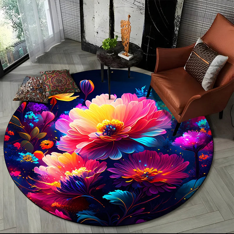 Tapete redondo floral em 3D