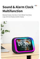 Alto-falante inteligente com IA, Bluetooth 5.4, tela sensível ao toque HD, despertador eletrônico, som estéreo Hi-Fi e assistente de voz.