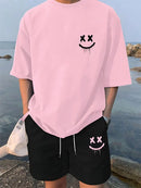 2pçs de verão short curto e camisa casual masculinos