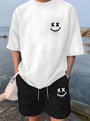 2pçs de verão short curto e camisa casual masculinos