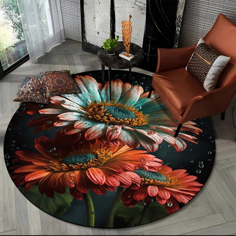 Tapete redondo floral em 3D